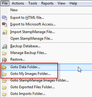 StampManage data and images folder